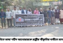 আশাশুনিতে ভাষা শহীদ আনোয়ারকে রাষ্ট্রীয় স্বীকৃতির দাবীতে মানববন্ধন