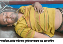 আশাশুনির চিলেডাঙ্গা মোড়ে মোটর সাইকেল ধাক্কায় গরুর মৃত্যু, চালক আহত