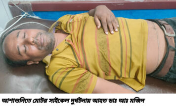 আশাশুনির চিলেডাঙ্গা মোড়ে মোটর সাইকেল ধাক্কায় গরুর মৃত্যু, চালক আহত